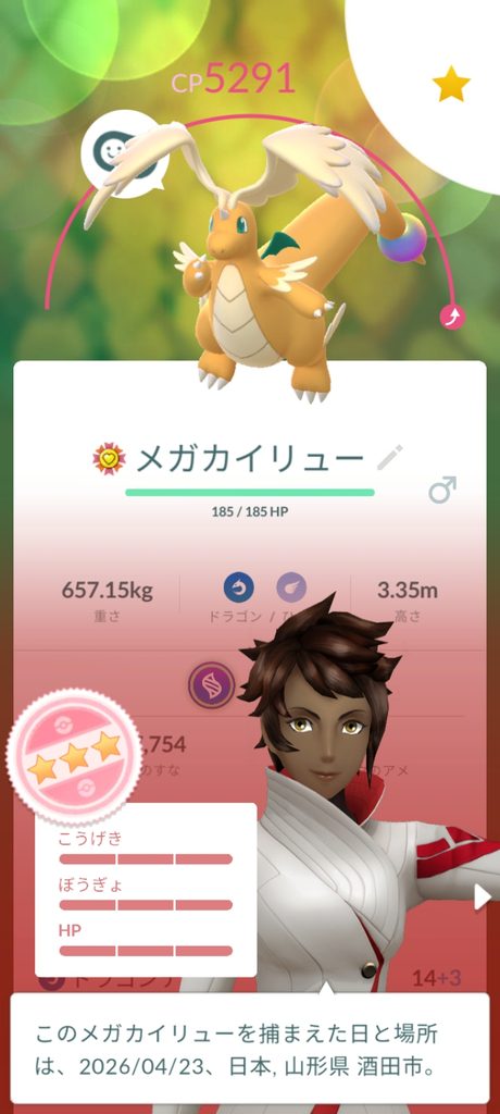 メガカイリュー ポケモンGO 100%
